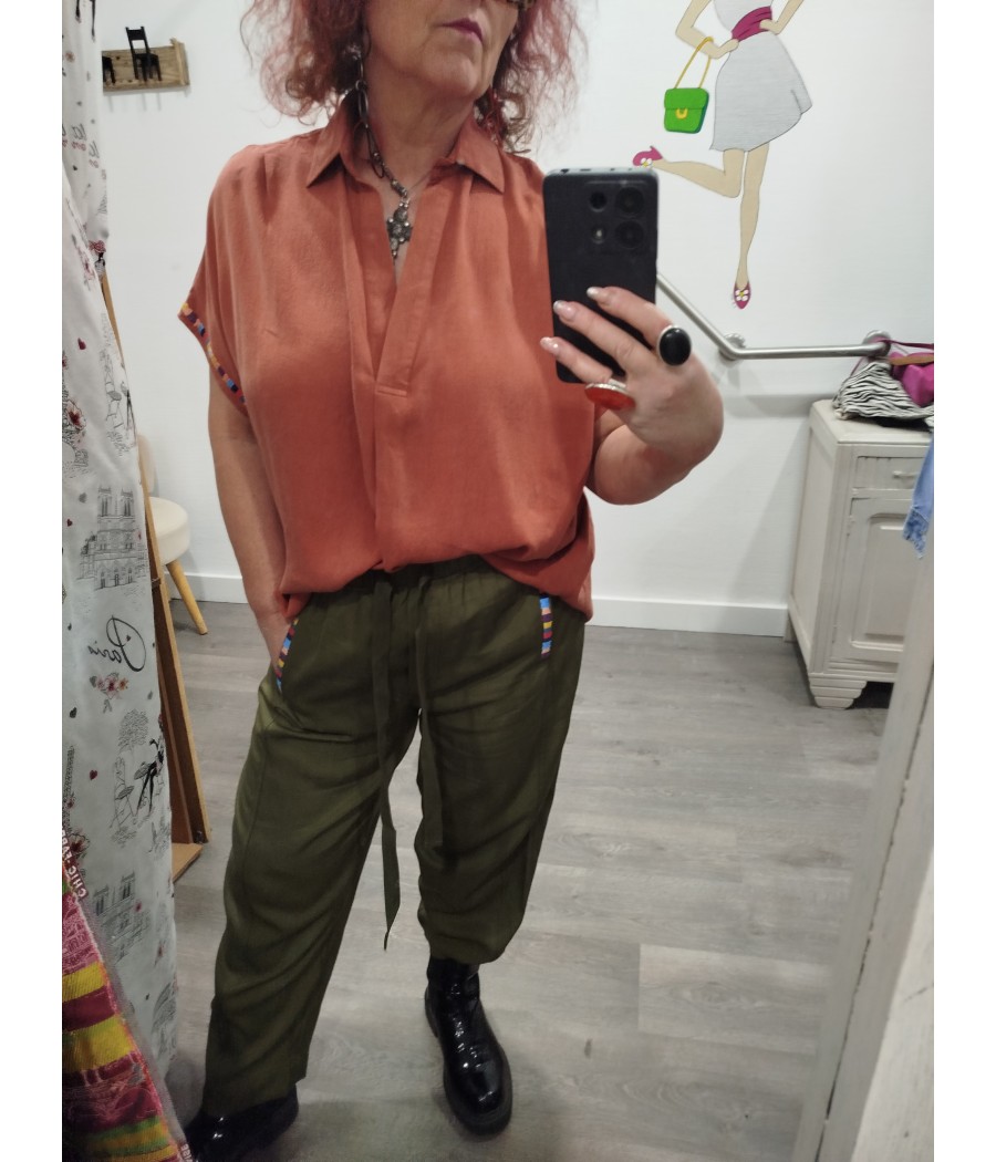 Blouse fluide terracotta Lupita Rue Mazarine