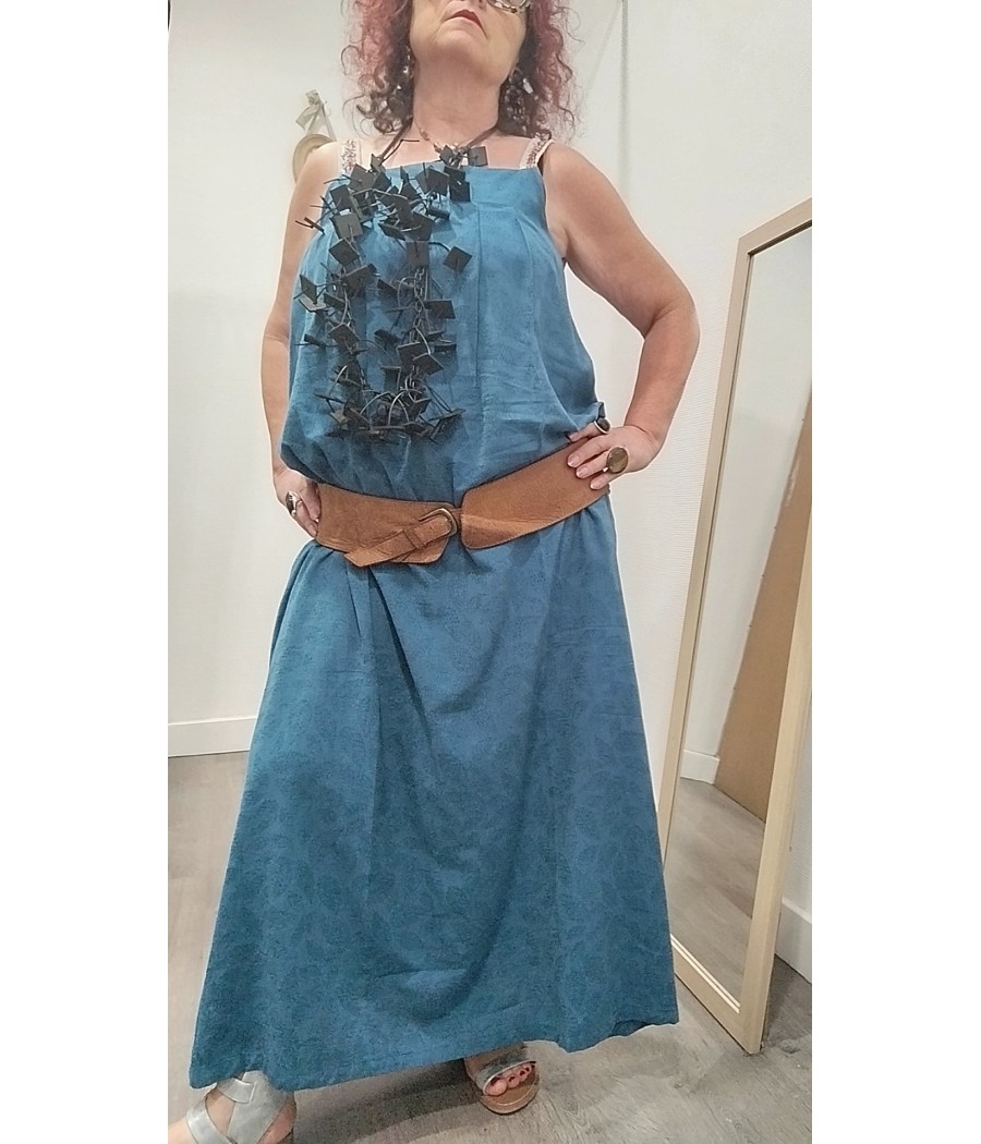 robe longue - bleu- marque pan basico - rougefantomasnoir.com