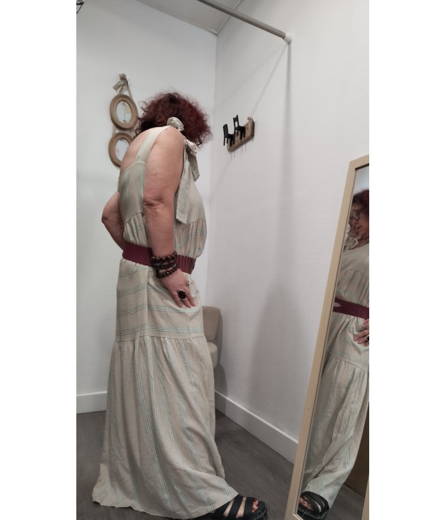 robe longue - beige - à bretelles - marque pan - rougefantomasnoir.com