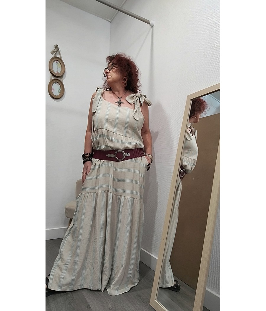 robe longue - beige - à bretelles - marque pan - rougefantomasnoir.com