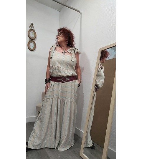 Robe longue beige à bretelles marque Pan