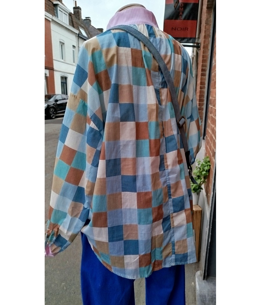 blouse en coton - à carreaux - et - rayures - rougefantomasnoir.com