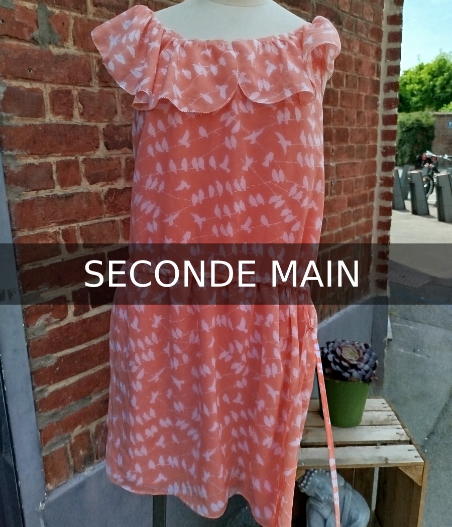 robe corail - imprimé oiseaux - en seconde main - good look - rougefantomasnoir.com robe corail - imprimé oiseaux - en seconde main - good look - rougefantomasnoir.com