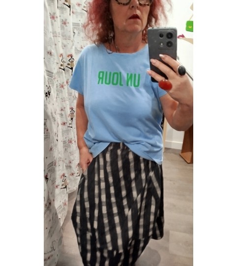 Tee-shirt bleu logo "Un Jour" marque Pan