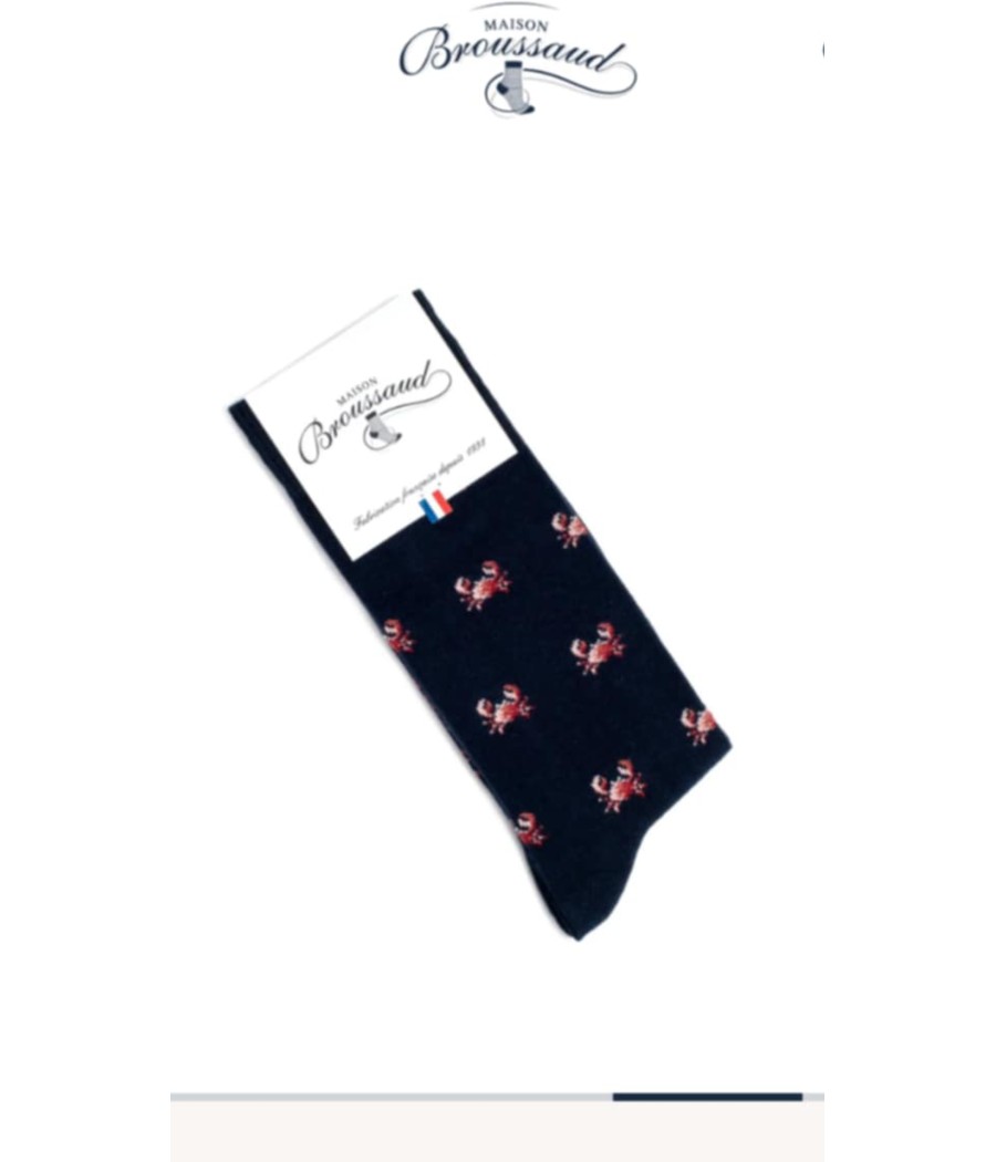 Les crabes - chaussettes homme - en coton - maison broussaud - rougefantomasnoir.com