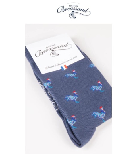 Les Coqs bleu  chaussettes homme Maison Broussaud