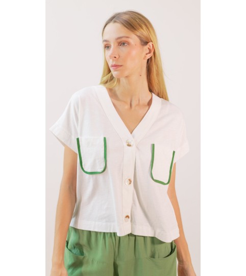 Chemisier blanc avec poches Pan