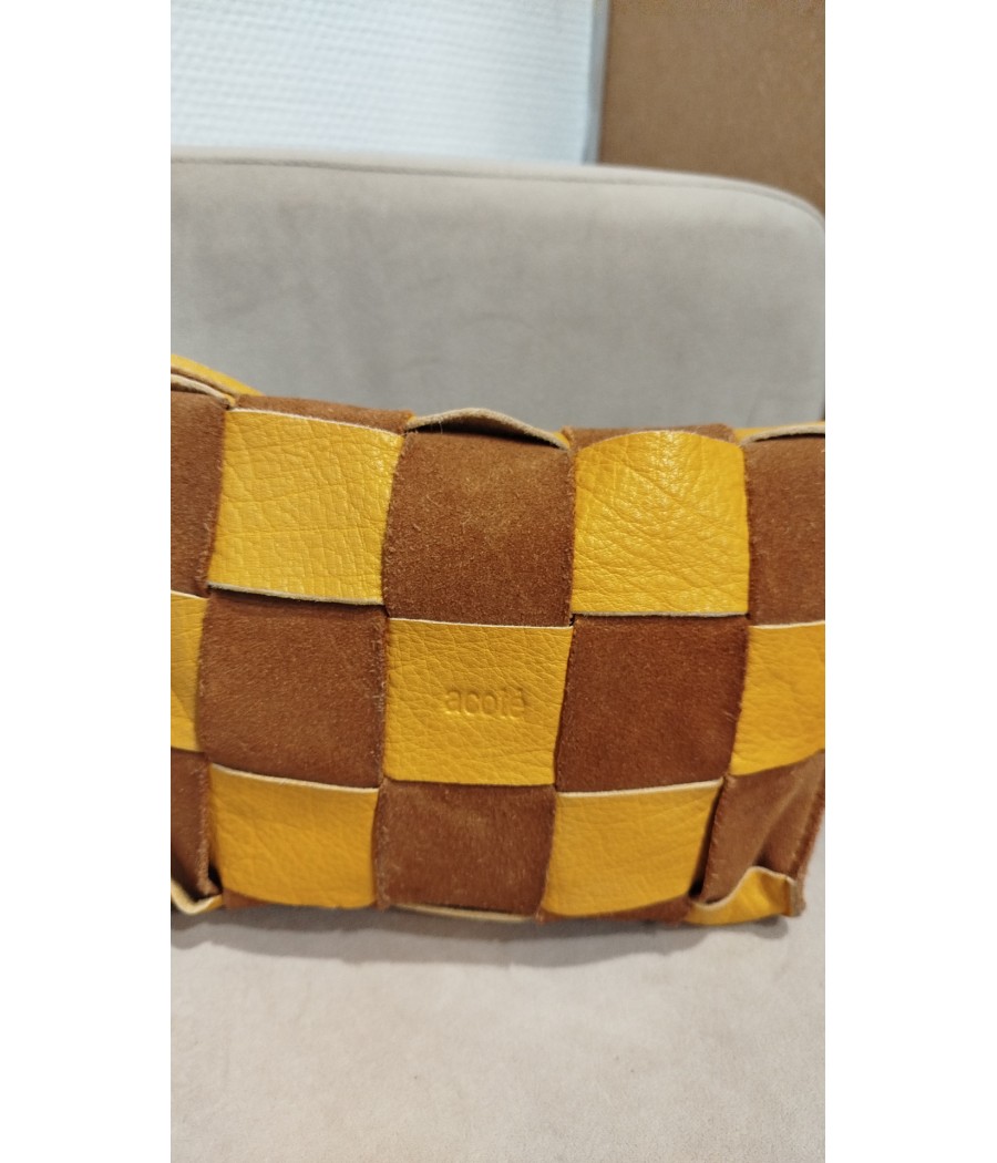 sac en cuir - bi couleurs - en seconde main - marque acoté - rougefantomasnoir.com