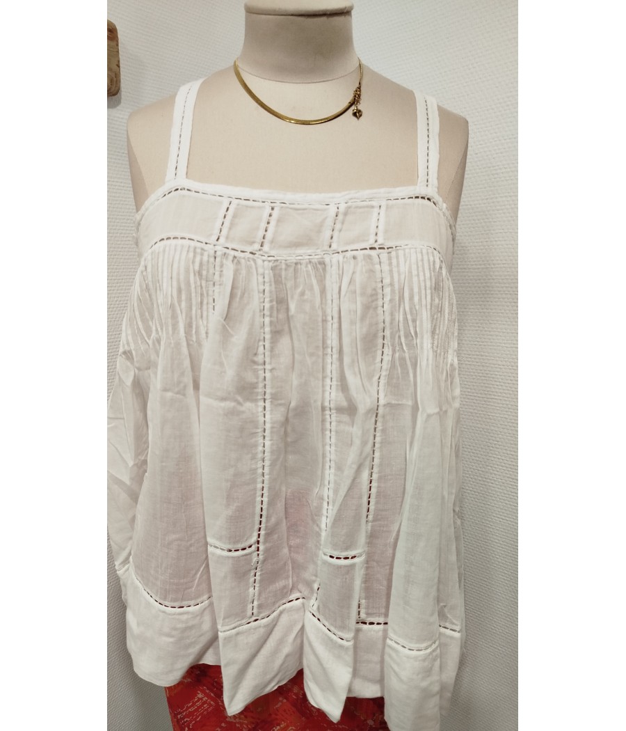 top blanc - en voile de coton - en seconde main - etoile isabel marant - rougefantomasnoir.com