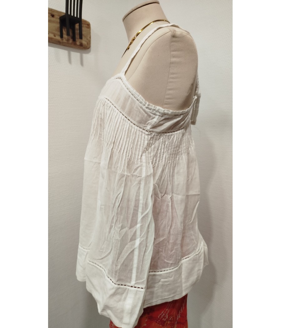 top blanc - en voile de coton - en seconde main - etoile isabel marant - rougefantomasnoir.com