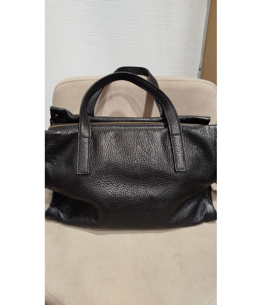 sac en cuir - noir - en seconde main - marque minelli - rougefantomasnoir.com