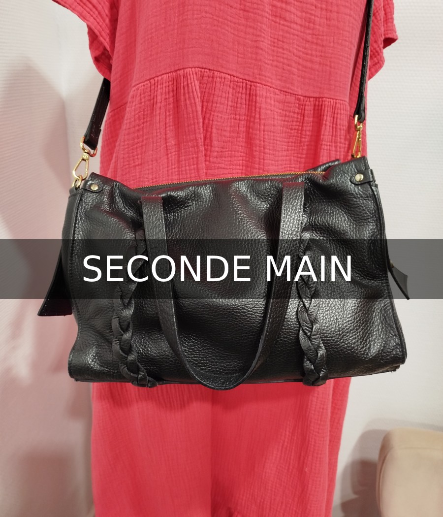 sac en cuir - noir - en seconde main - marque minelli - rougefantomasnoir.com sac en cuir - noir - en seconde main - marque minelli - rougefantomasnoir.com
