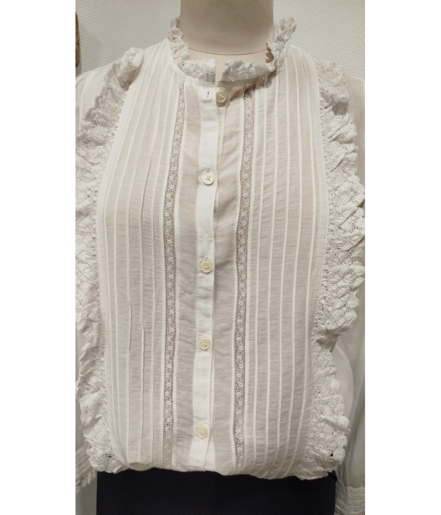 chemise - brodée - blanche - en seconde main - marque zadig & voltaire - rougefantomasnoir.com