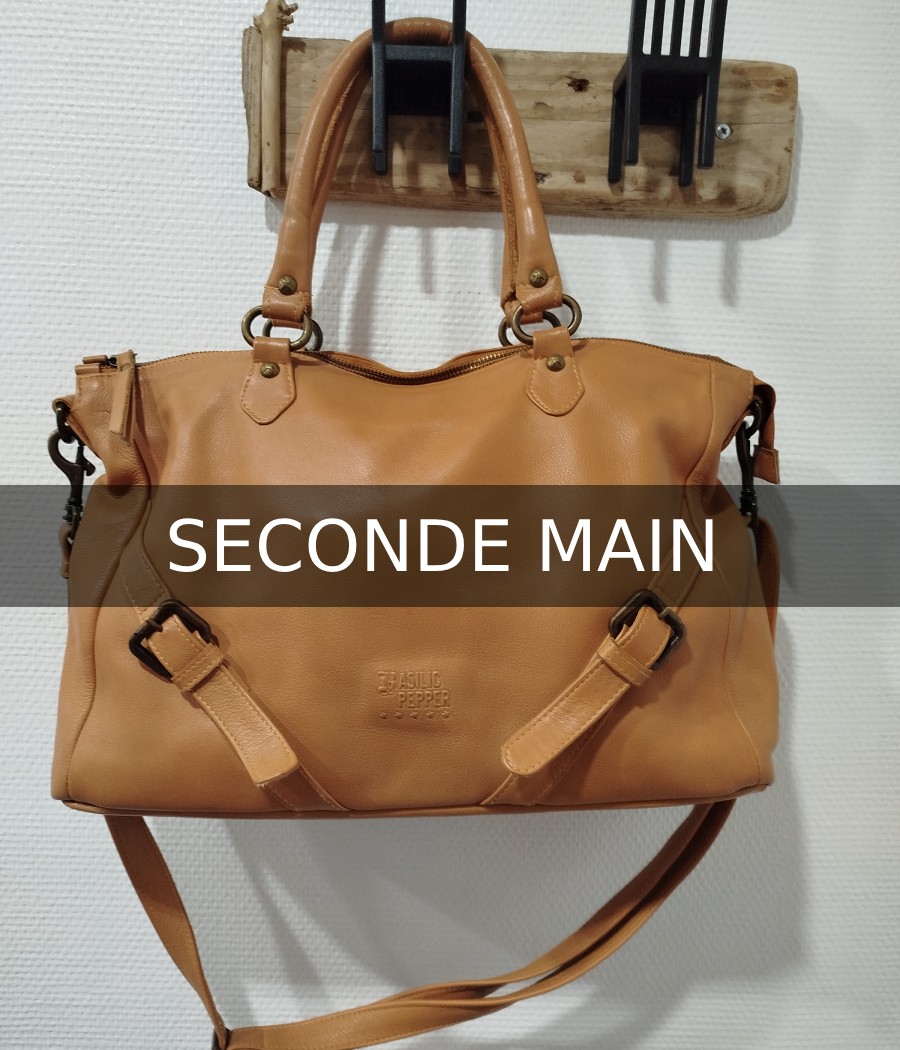 sac porté épaule - strappy cuir - en seconde main - basilic pepper - rougefantomasnoir.com