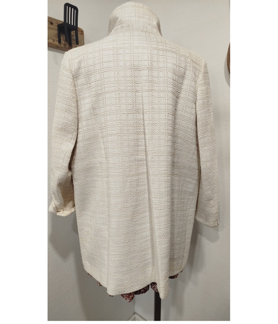 manteau blanc - mi-long -en seconde main - marque 1.2.3 - rougefantomasnoir.com