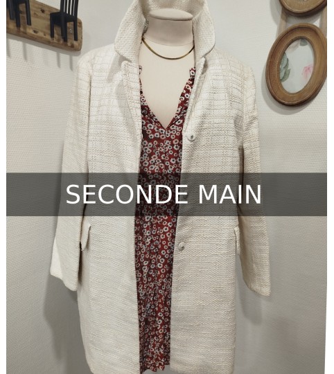 Manteau blanc mi-long en seconde main marque 1.2.3