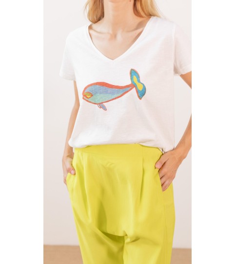 Tee shirt imprimé baleine Pan Basico