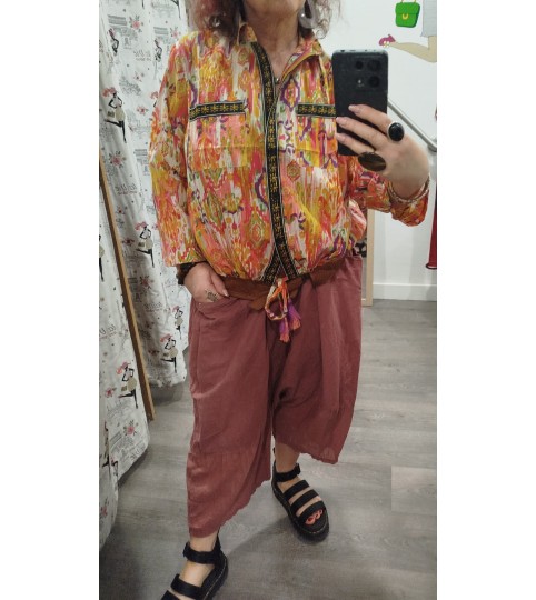 Chemise en coton colorée et lurex