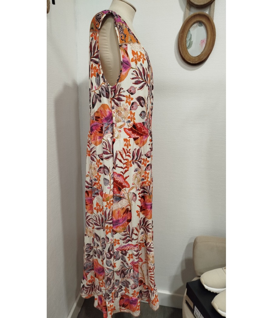 robe - à fleurs - en seconde main - marque green cotton - rougefantomasnoir.com