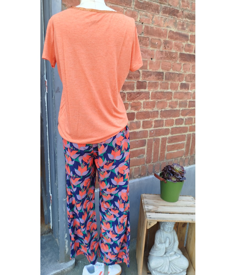 pantalon - fluide - à fleurs - en seconde main - April vintage - rougefantomasnoir.com