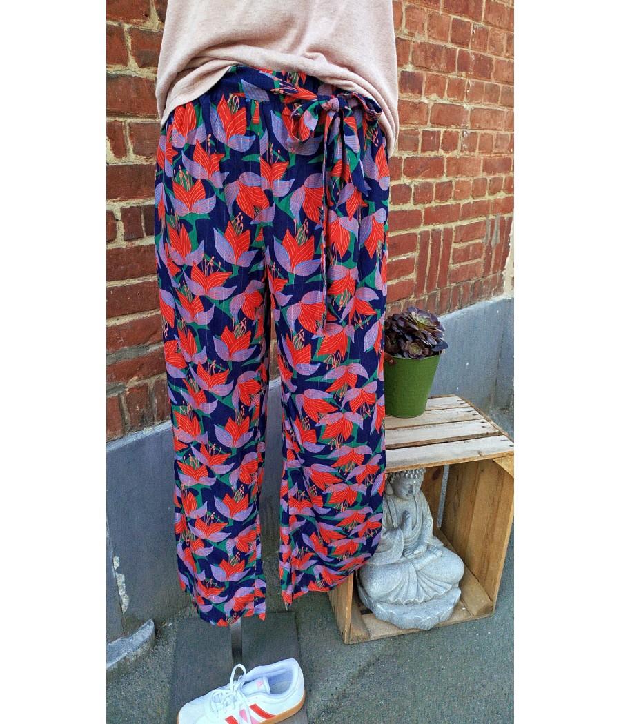 pantalon - fluide - à fleurs - en seconde main - April vintage - rougefantomasnoir.com