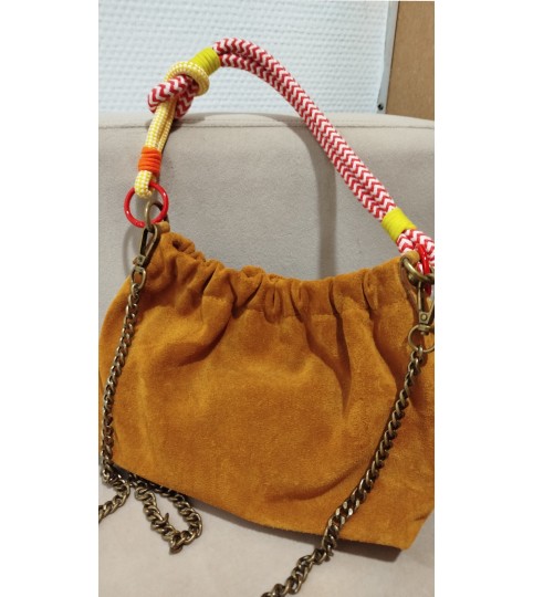 Sac bandoulière en cuir suède Plissa