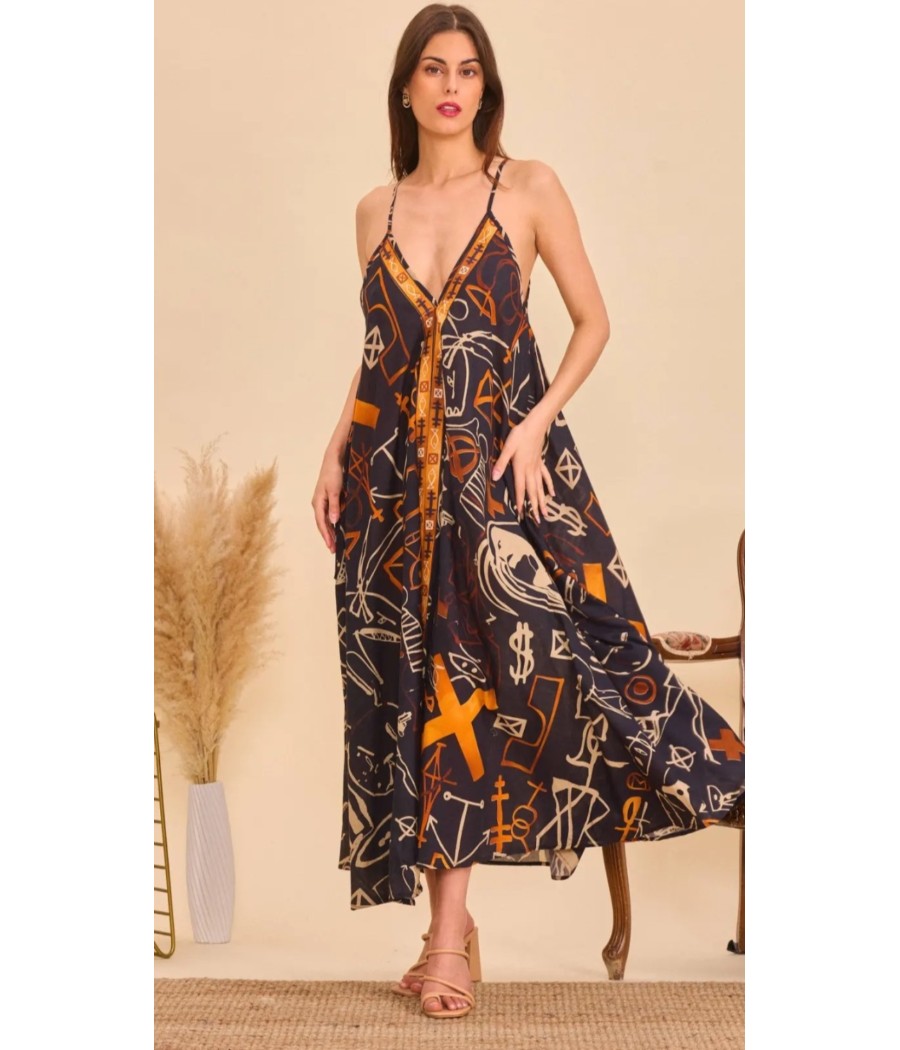 robe - longue - en coton - imprimé - ethnique - orice - rougefantomasnoir.com