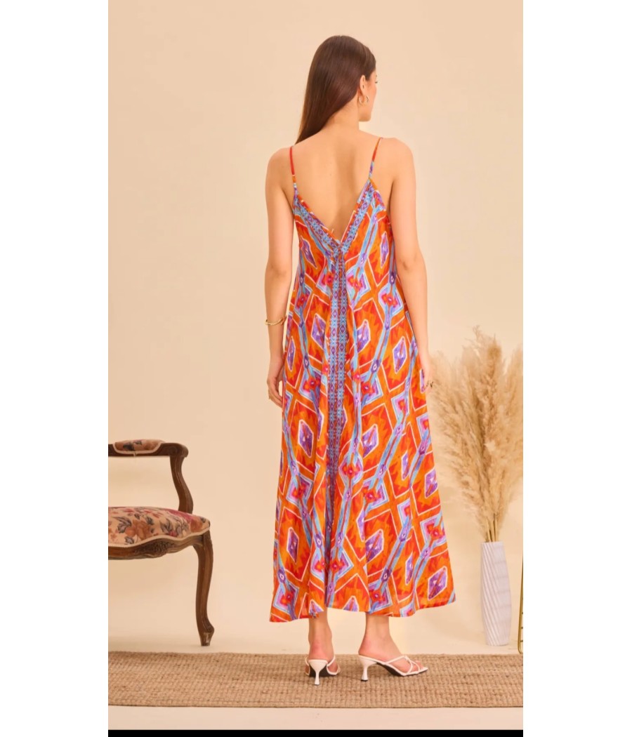 robe - longue - en coton - orange - orice - rougefantomasnoir.com