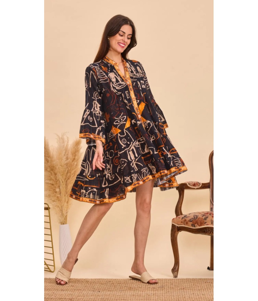 Robe chemise courte en coton Orice
