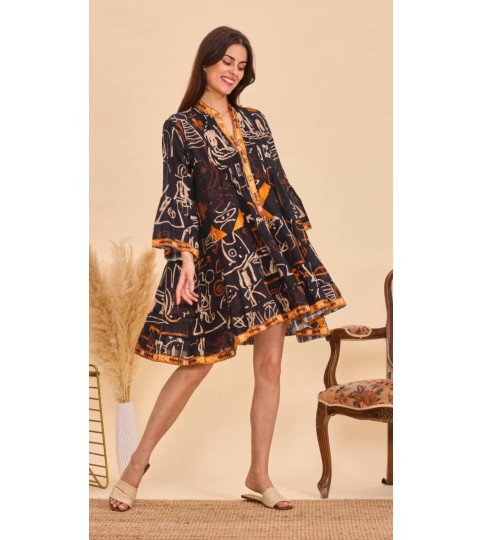 Robe chemise courte en coton Orice