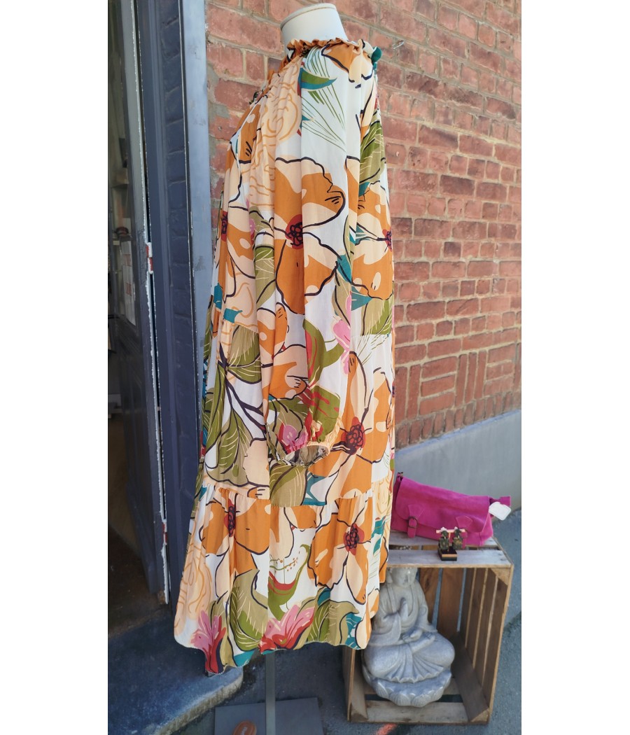 robe - fluide - fleuri - en seconde - main - rougefantomasnoir.com