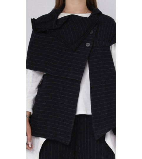 Veste sans manches rayée noire Wendy trendy