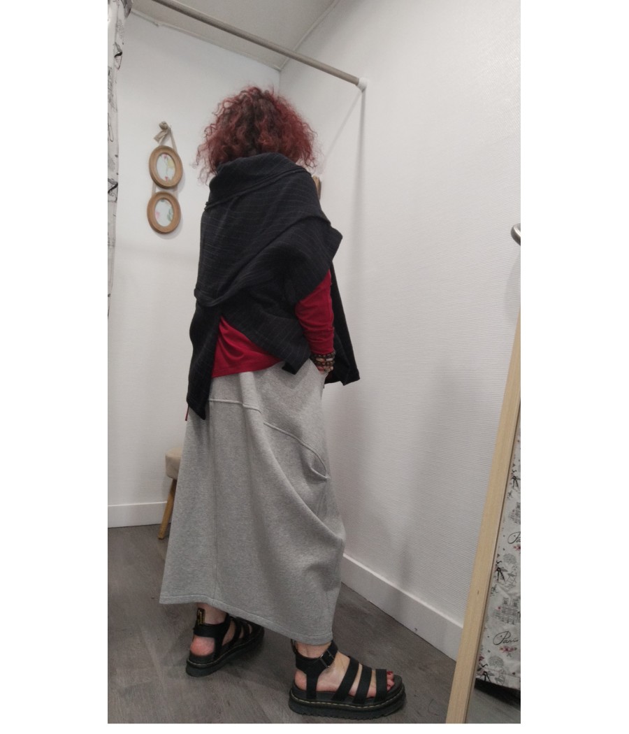 veste - sans - manches - rayée - noire - wendy trendy - rougefantomasnoir.com