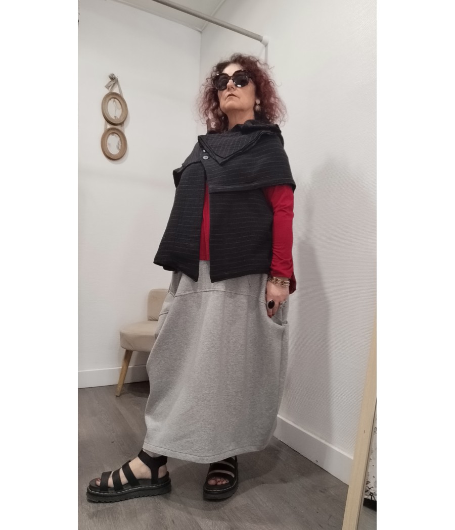 veste - sans - manches - rayée - noire - wendy trendy - rougefantomasnoir.com