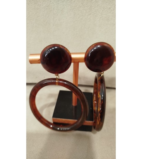 Boucles d'oreilles créoles ambre  Francine Bramli