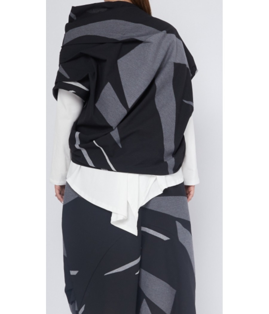 haut - drapé - noir - et - gris - wendy trendy - rougefantomasnoir.com