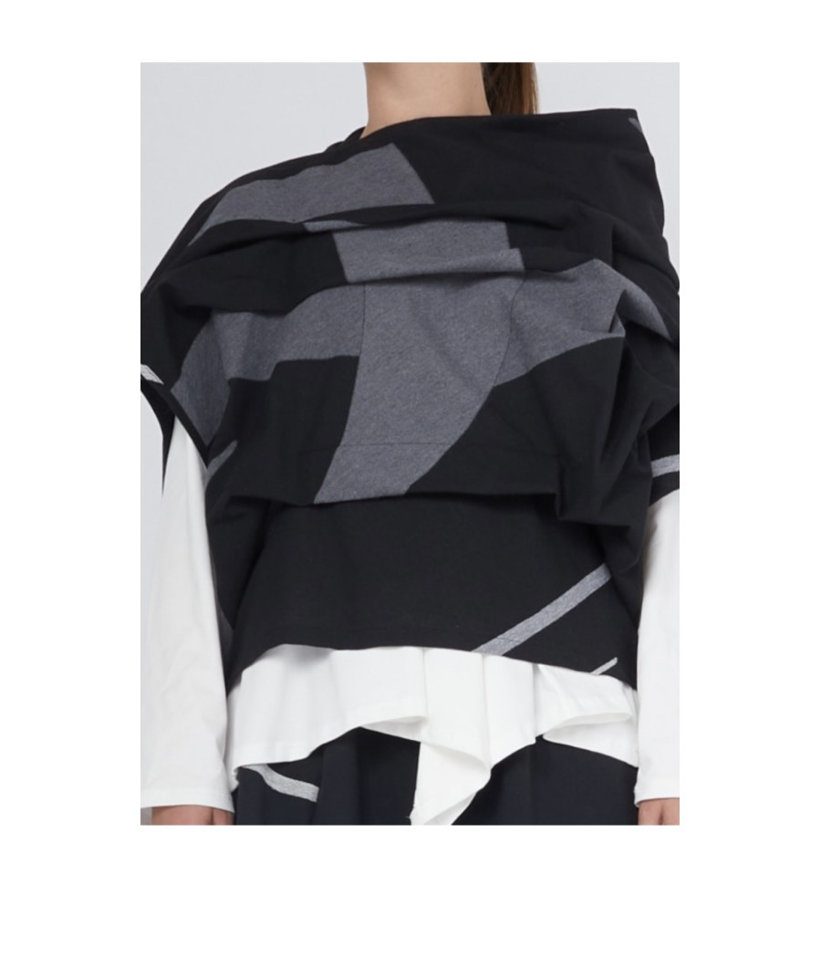 haut - drapé - noir - et - gris - wendy trendy - rougefantomasnoir.com