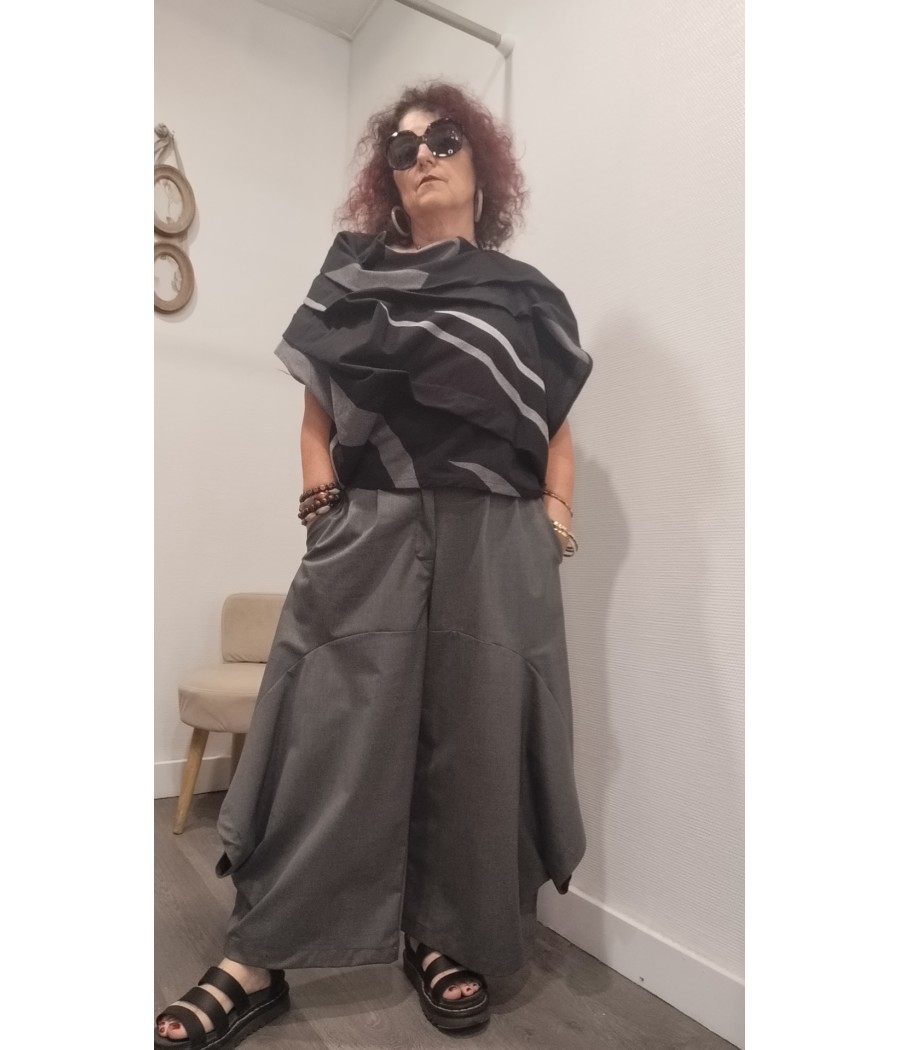 pantalon - large - taille - élastique - wendy trendy - rougefantomasnoir.com