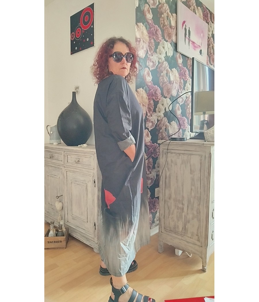 robe - longue - noir - à motifs - fleur - rouge - wendy trendy - rougefantomasnoir.com