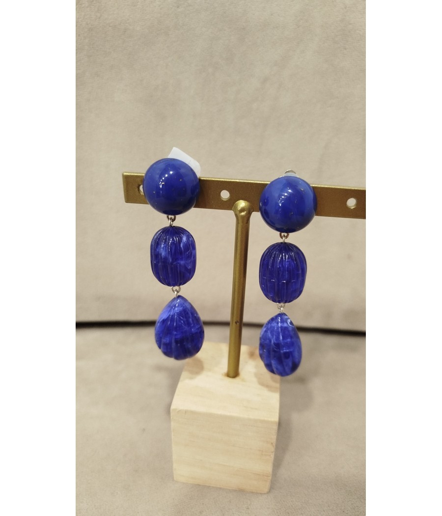 boucles - d' oreilles - résine - bleu - marbré - francine bramli - rougefantomasnoir.com