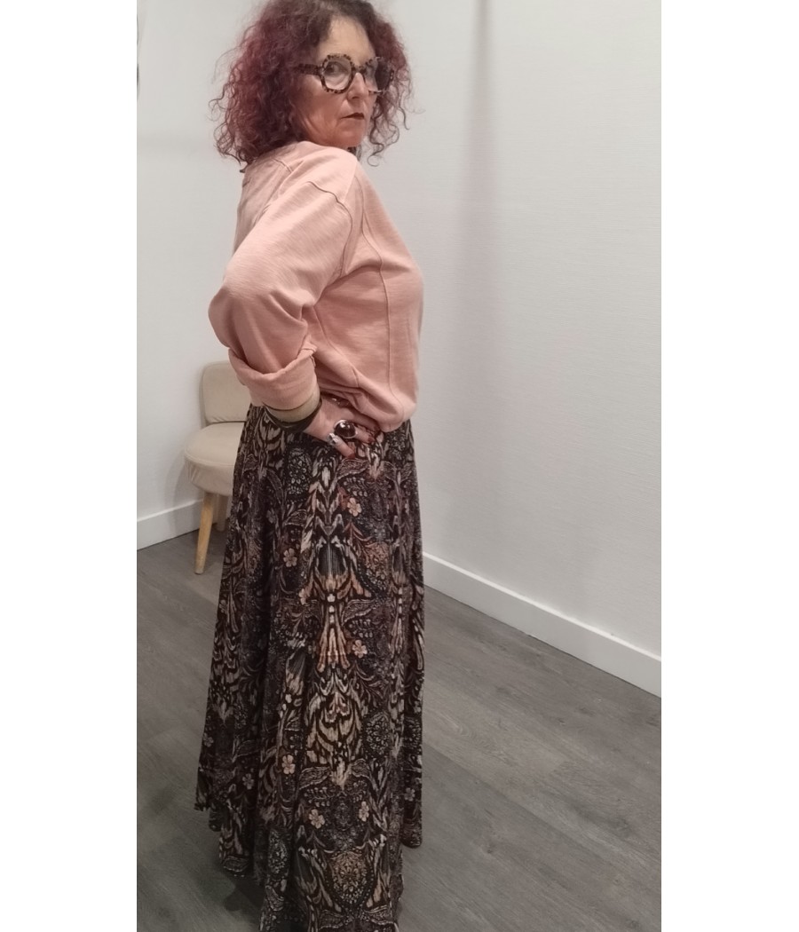 jupe - farah - longue - imprimé - automnale - rue - mazarine - rougefantomasnoir .com