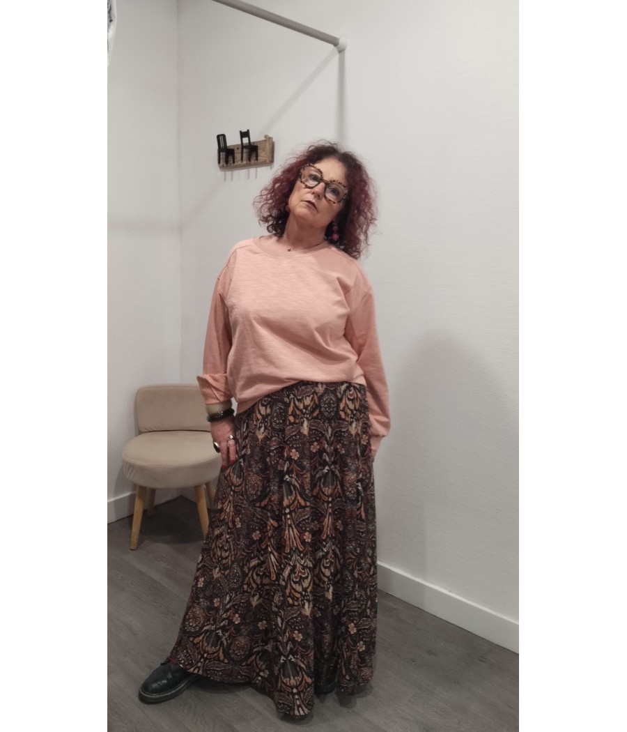 jupe - farah - longue - imprimé - automnale - rue - mazarine - rougefantomasnoir .com