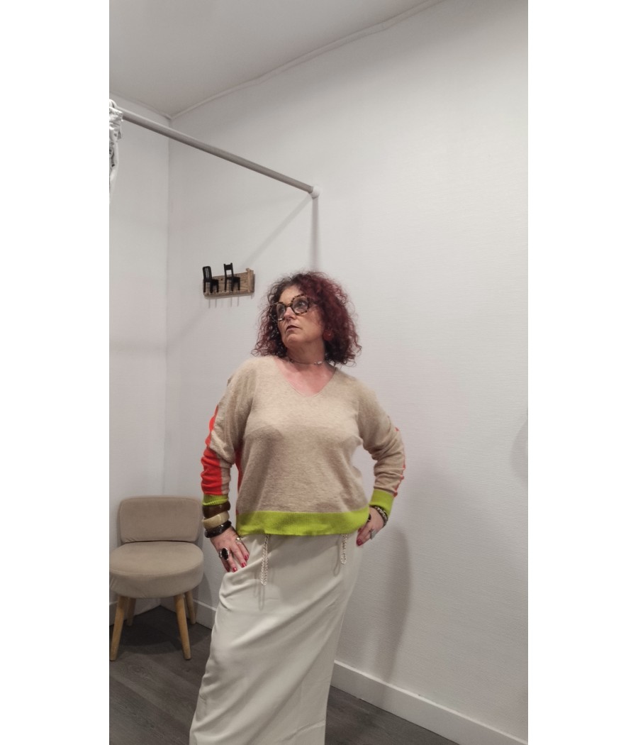 pull - lysea - maille - tricolore - rue mazarine - rougefantomasnoir.com