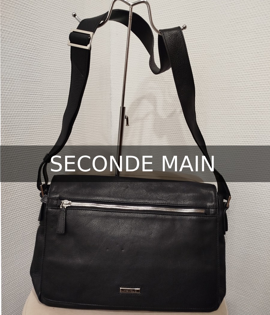 sac - besace - en - cuir - noir - heyraud - seconde main - rougefantomasnoir.com sac - besace - en - cuir - noir - heyraud - seconde main - rougefantomasnoir.com