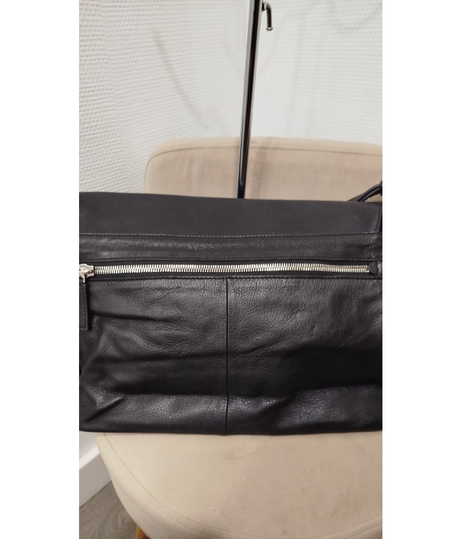sac - besace - en - cuir - noir - heyraud - seconde main - rougefantomasnoir.com
