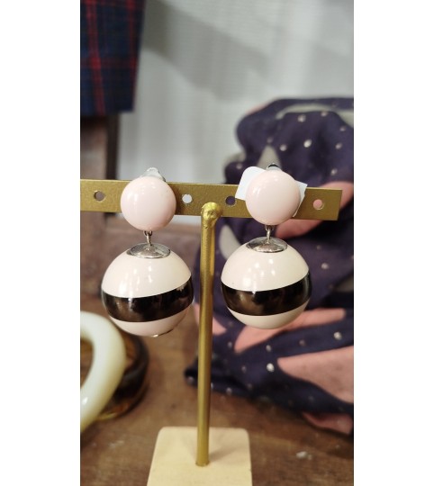 Boucles d'oreilles boules rosé Francine Bramli