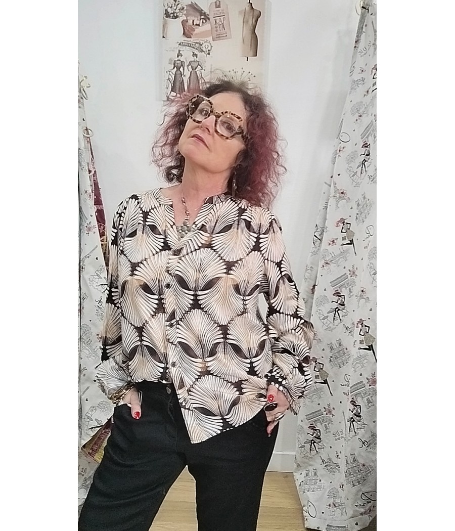 blouse - imprimé - graphique - tiah - cream - rougefantomasnoir.com