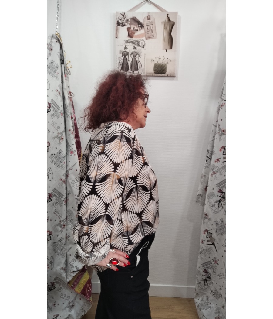 blouse - imprimé - graphique - tiah - cream - rougefantomasnoir.com