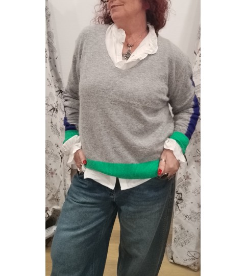 Pull Lysea maille tricolore Rue Mazarine