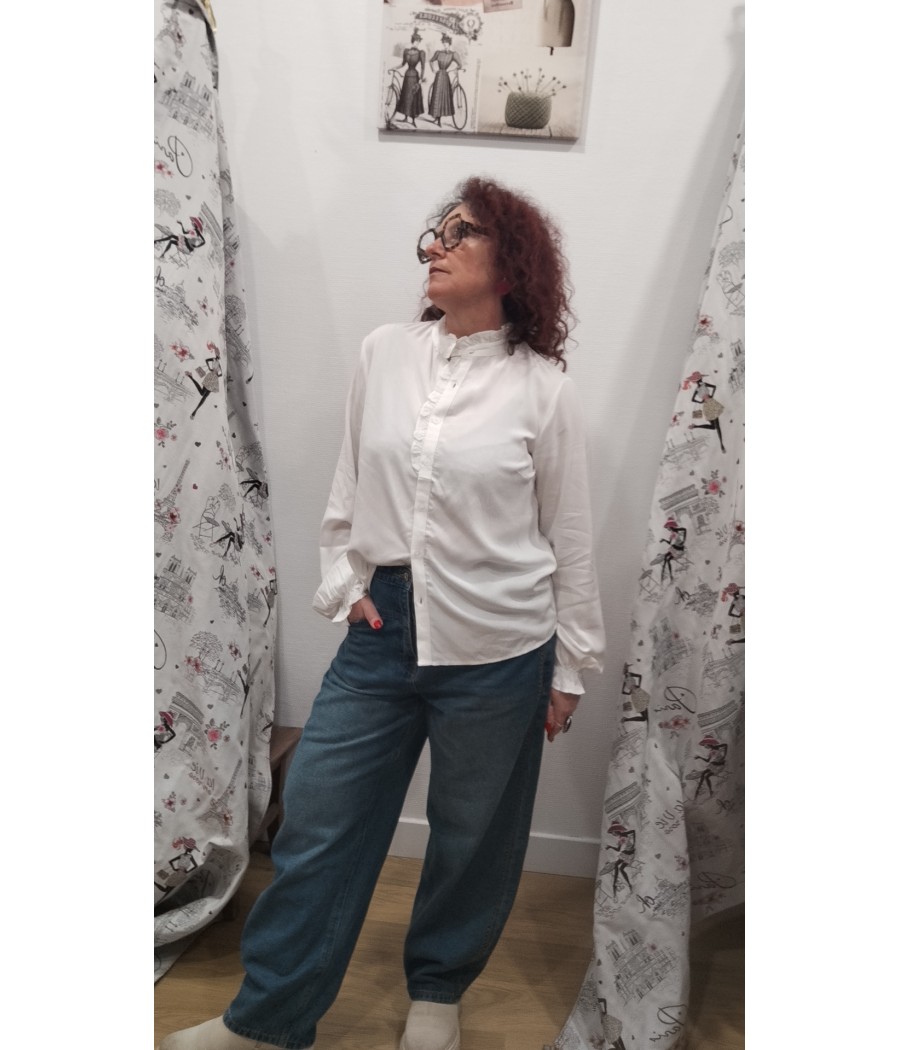 Chemise Venea col froufrou Cream